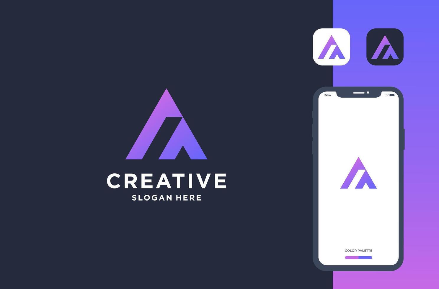 initial a with pyramid logo design for business brand inspiration vector
