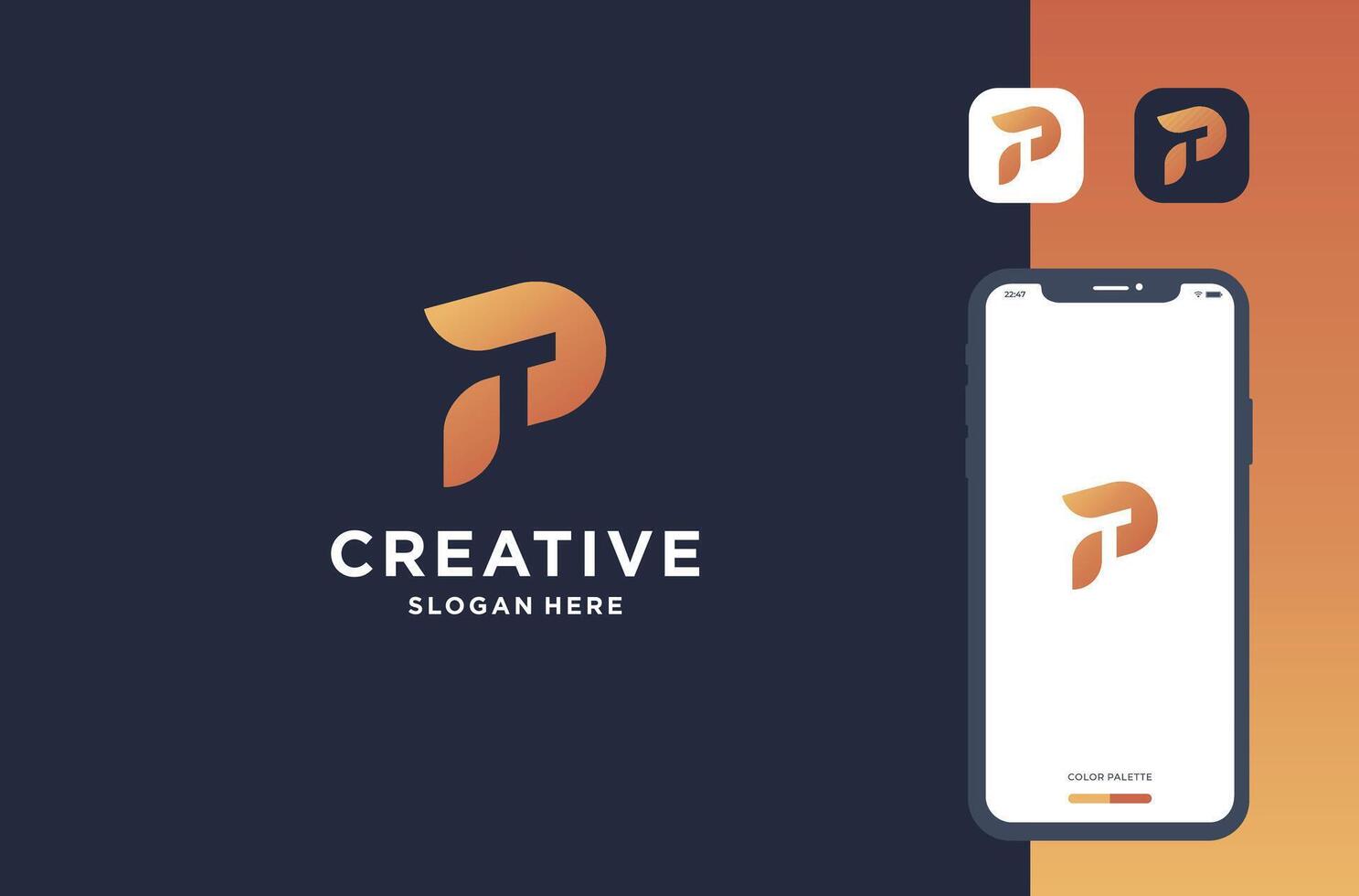 p with t logo design business brand inspiration vector