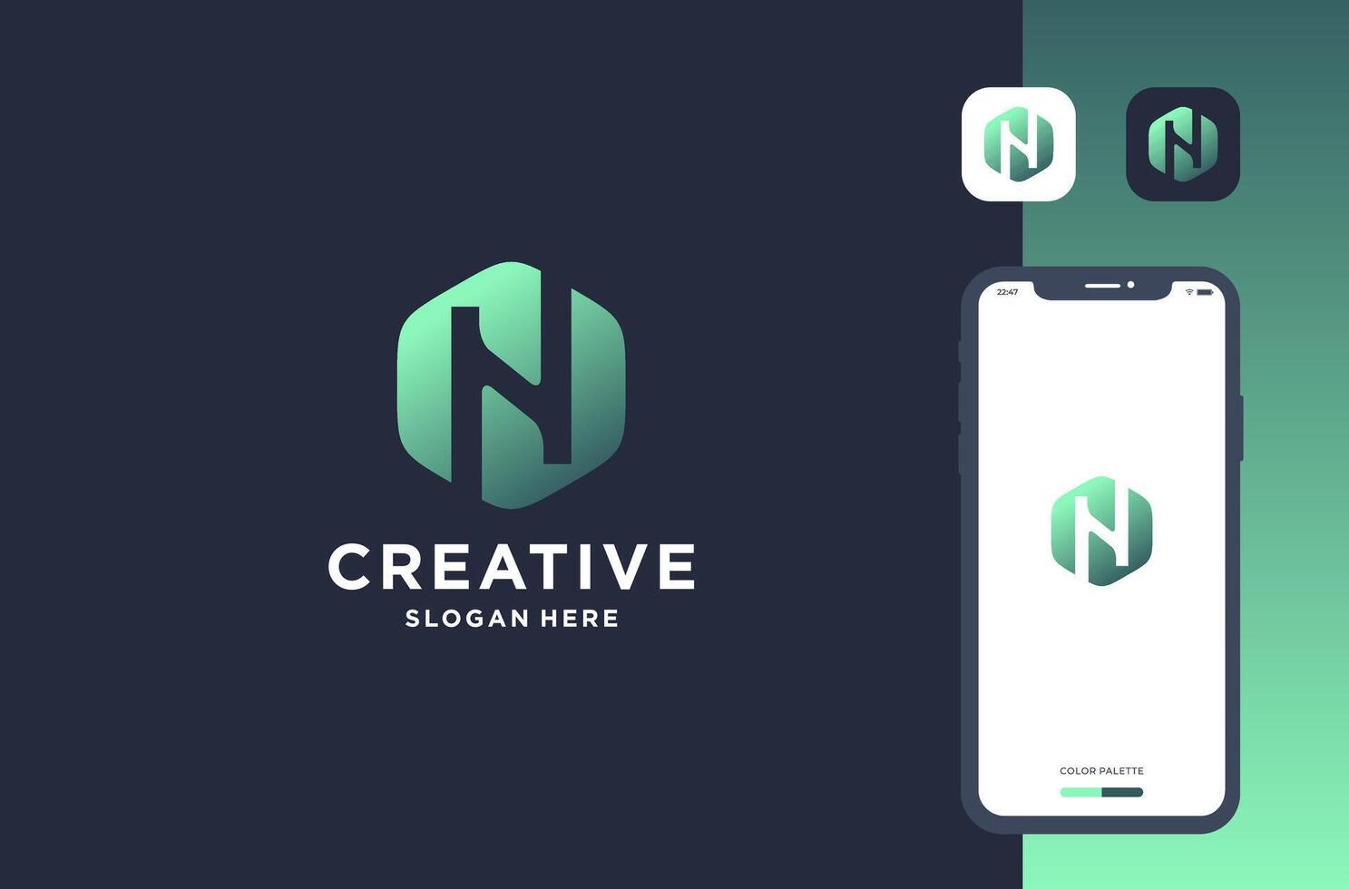letter n negative space logo design for business brand inspiration vector