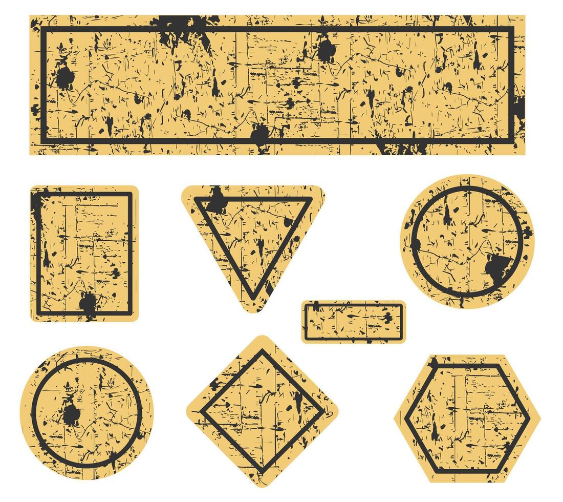 A set of old road signs without inscriptions, isolated on a white background. vector