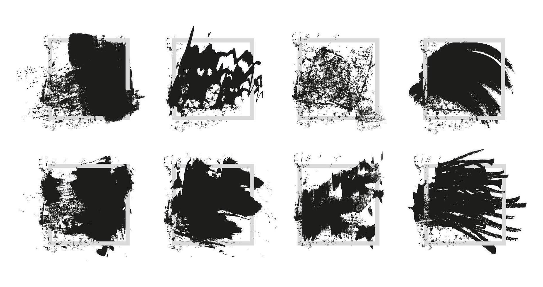 Brush ink over a square frame. Illustration. vector