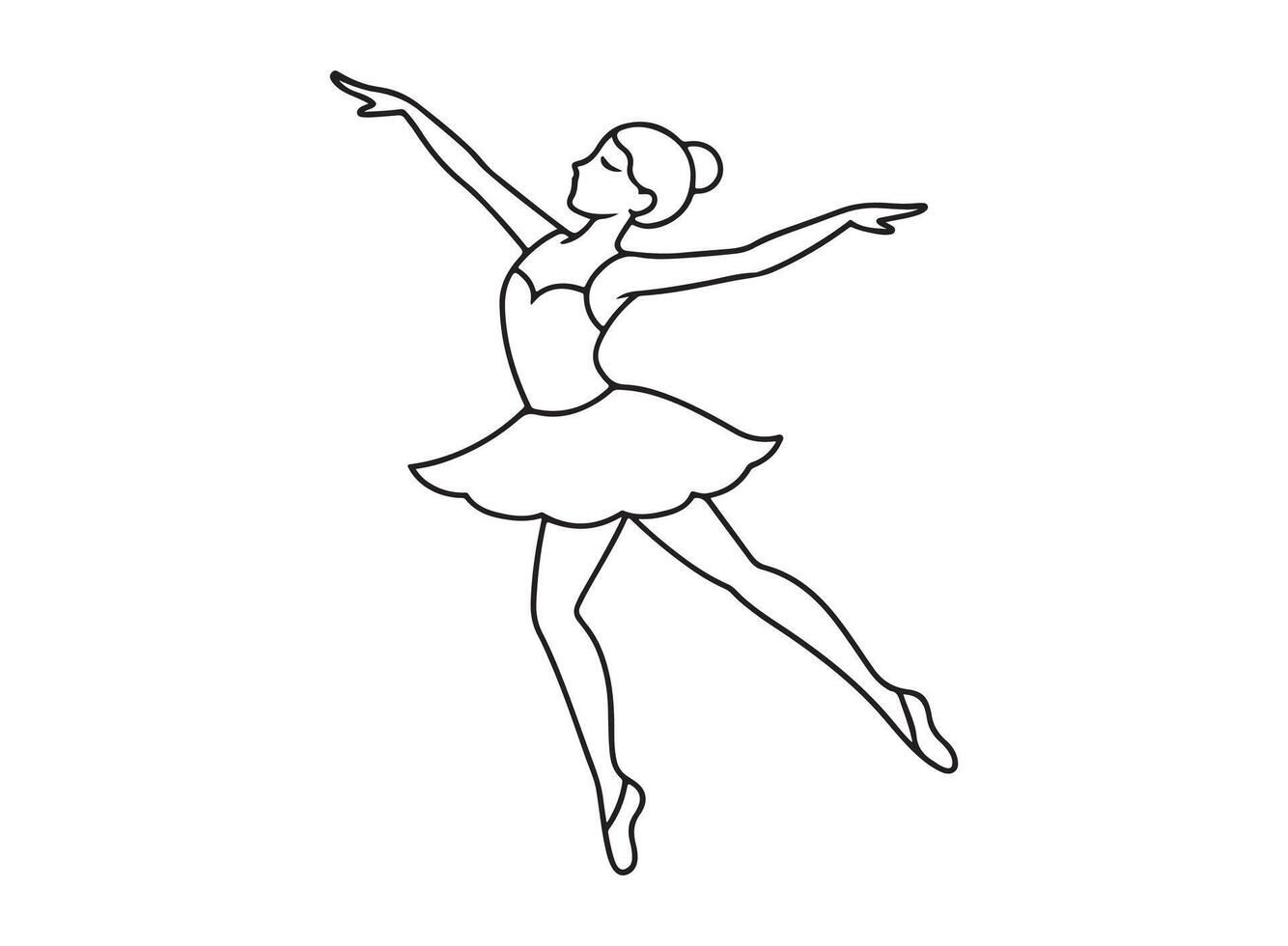 Ballerina dancing outline design. vector