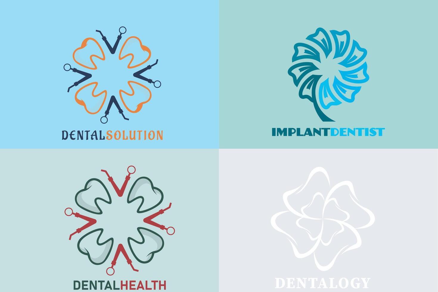 Collection of Dental care logo design. Teeth icon illustration. Healthcare and Medical objects icon design concept. Dentist tooth object logo design. vector