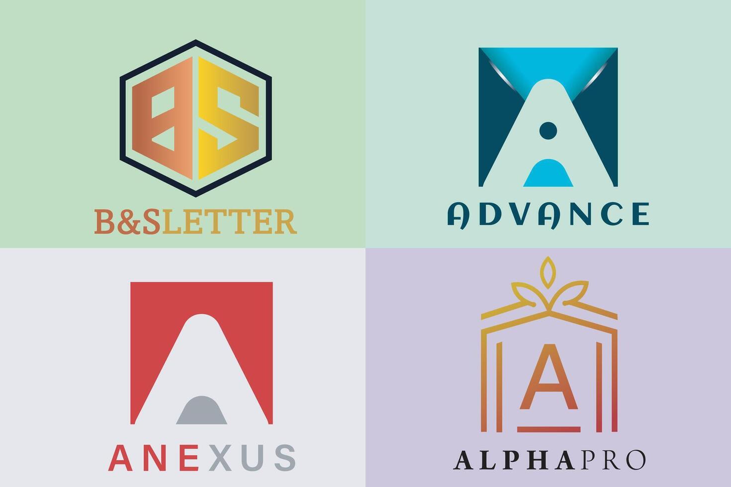 Collection of A letter design. Creative Letter A letter design. Alphabet template. vector