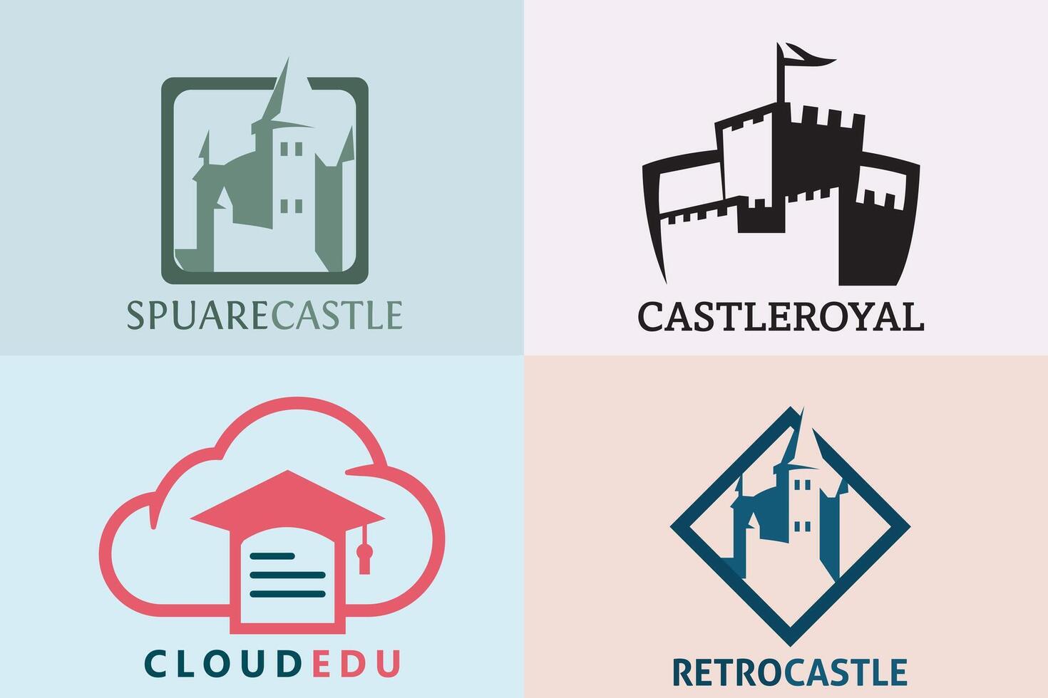 Collection of Castle design concept. Castle Tower Template. Kingdom icon design. vector