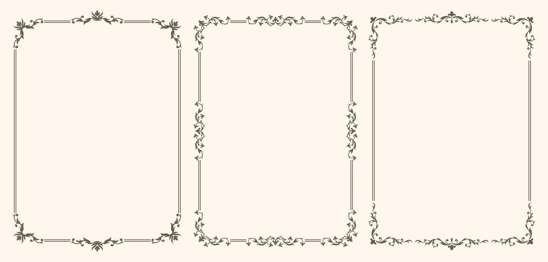 Set of Decorative vintage frames and borders vector