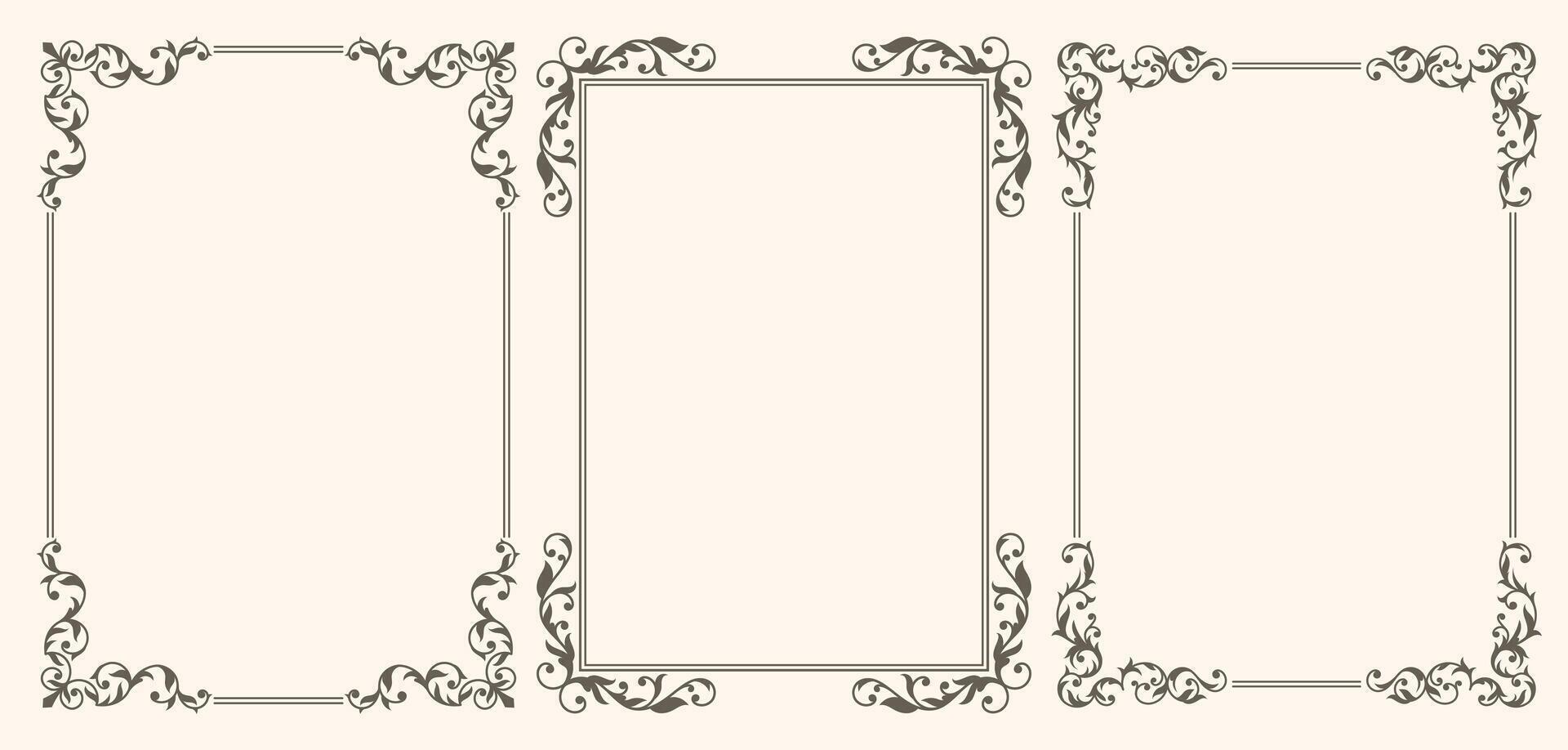 Set of frames in vintage style vector
