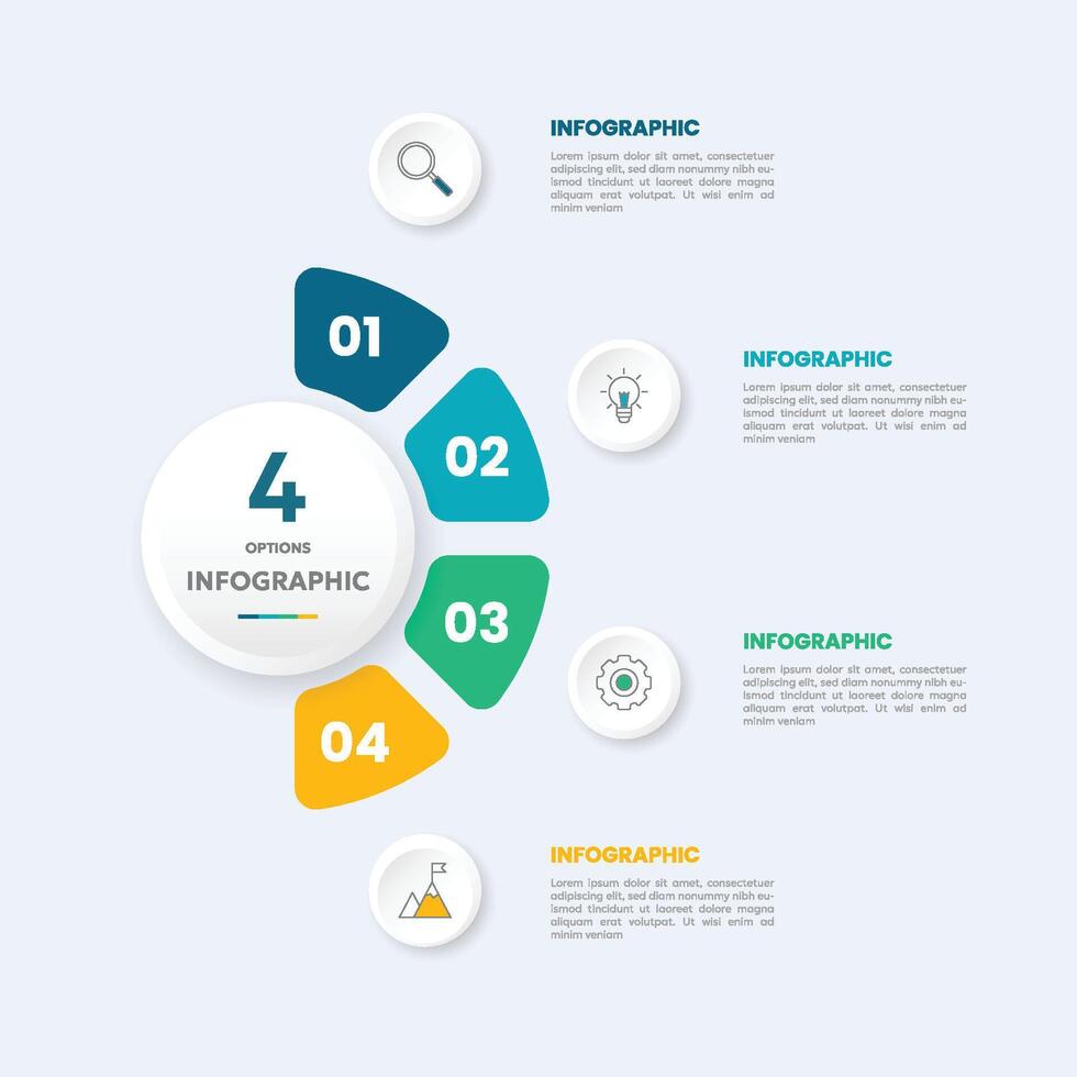Circle chart infographic template with 4 options for presentations vector