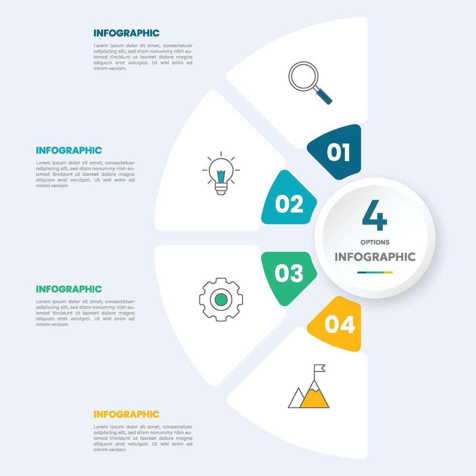Circle chart infographic template with 4 options for presentations vector