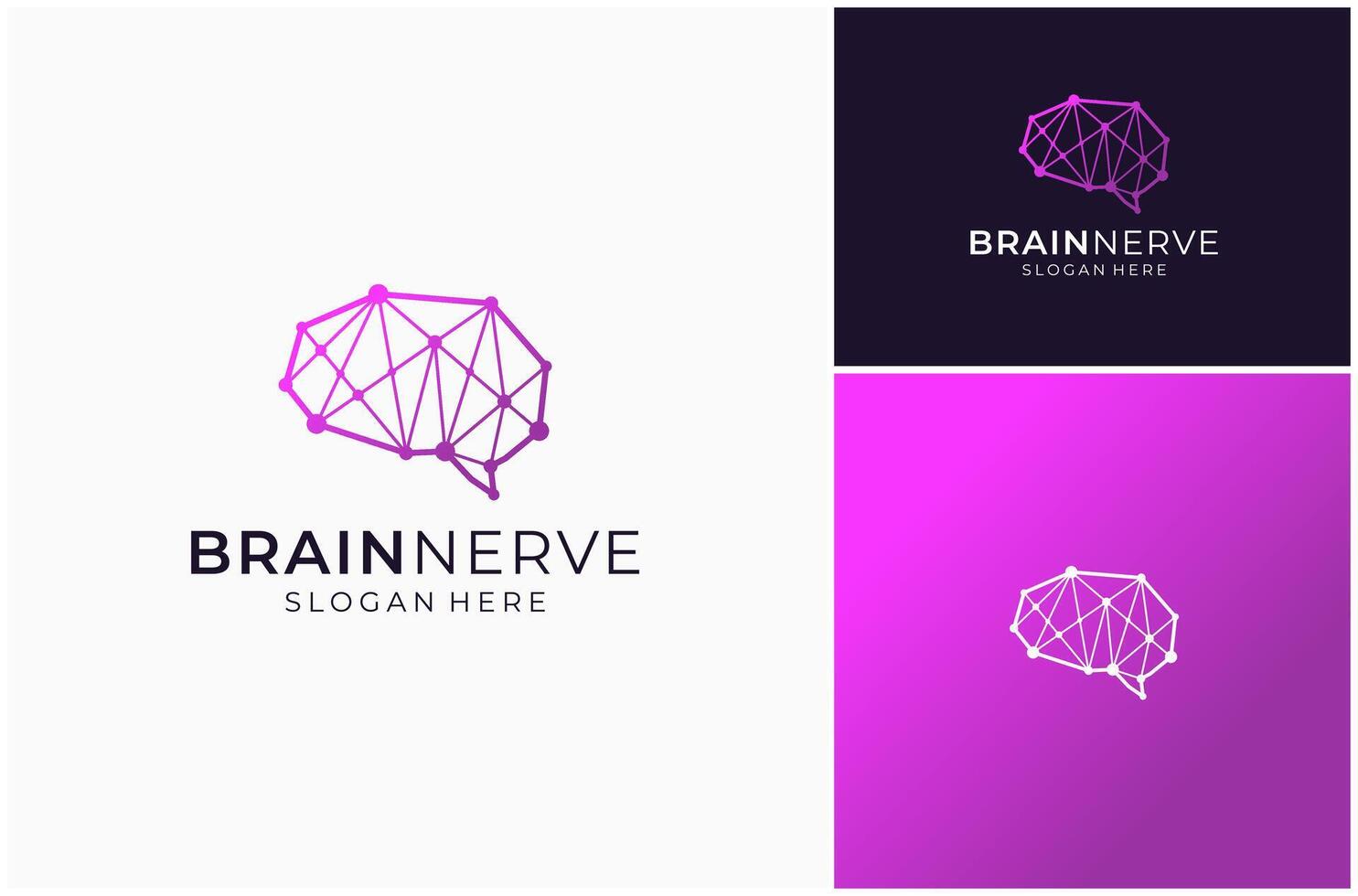 Brain Mind Intellect Cerebellum Neuron Nerve Connection Technology Logo Design Illustration vector