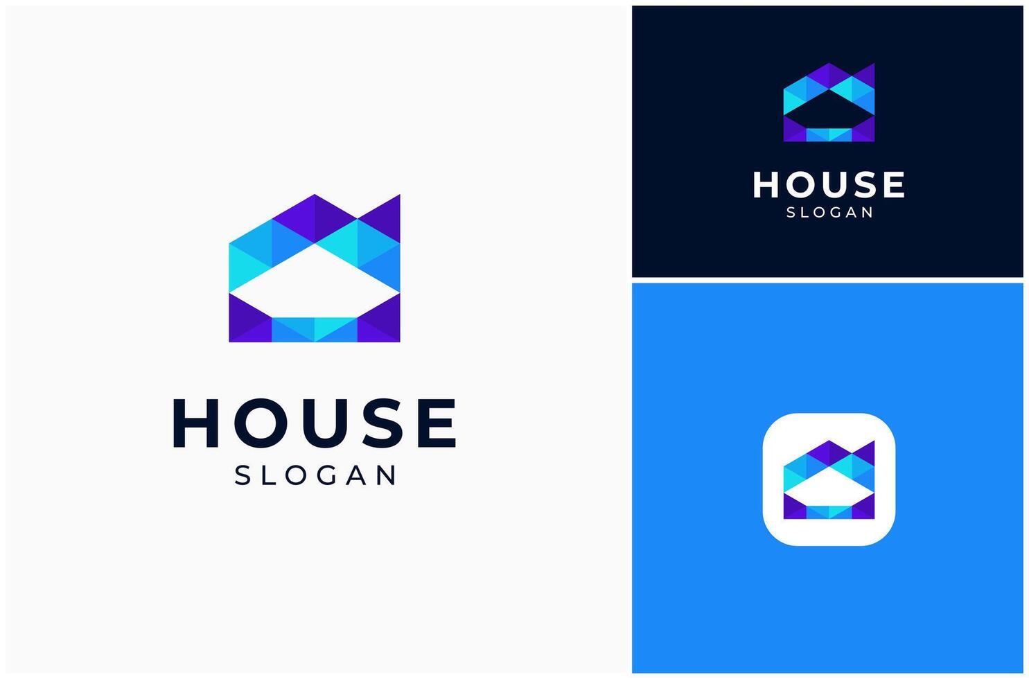 Home House Residential Architecture Building Triangle Mosaic Shape Logo Design Illustration vector