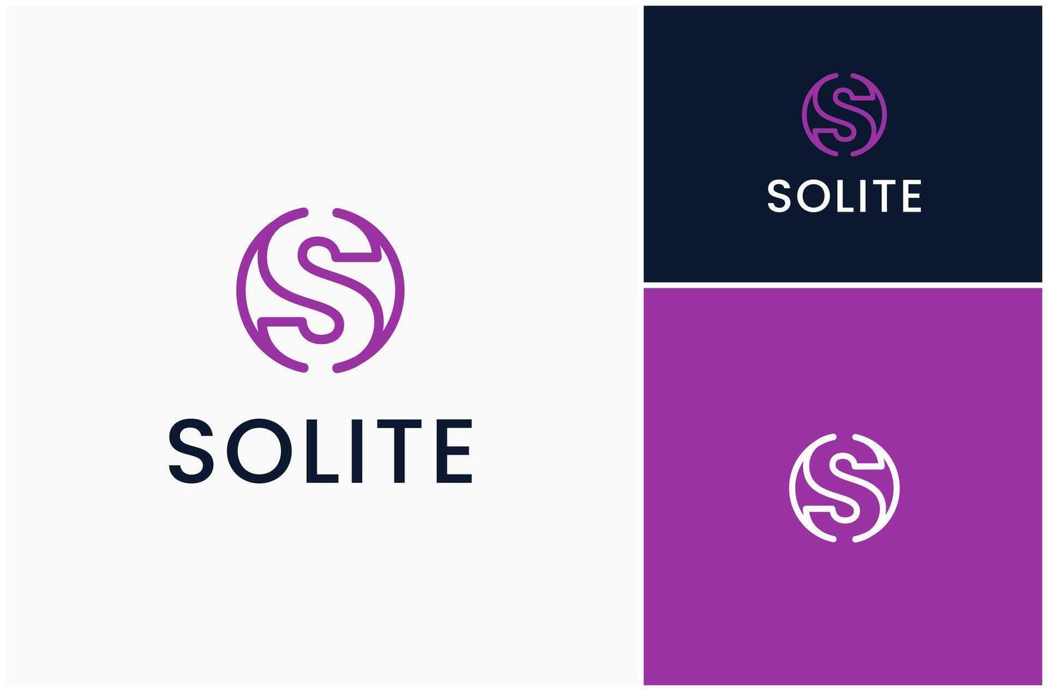 Initial Letter S Circle Round Circular Shape Line Art Simple Logo Design Illustration vector