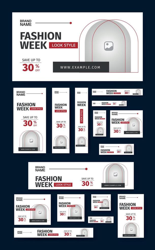 Fashion Web Banner Layout Set. Backdrop and Mobile Banner Ad Template set. vector