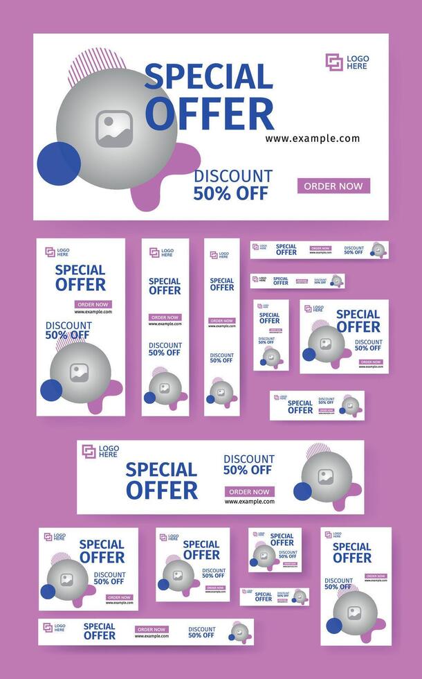 Fashion Web Banner Layout Set. Backdrop and Mobile Banner Ad Template set. vector