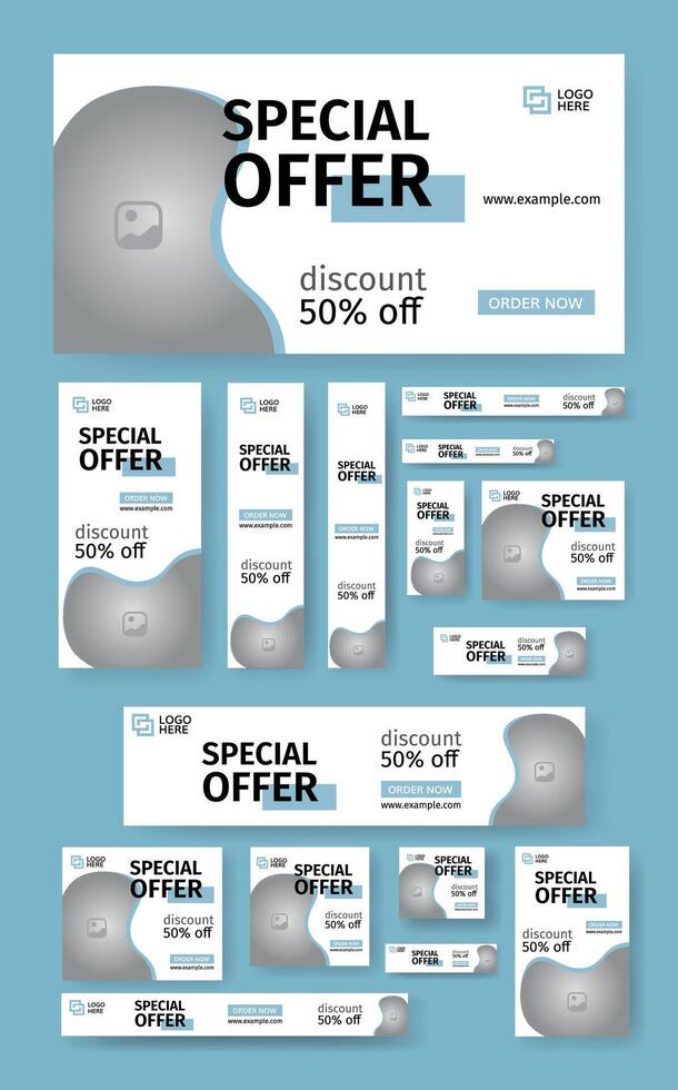Fashion Web Banner Layout Set. Backdrop and Mobile Banner Ad Template set. vector