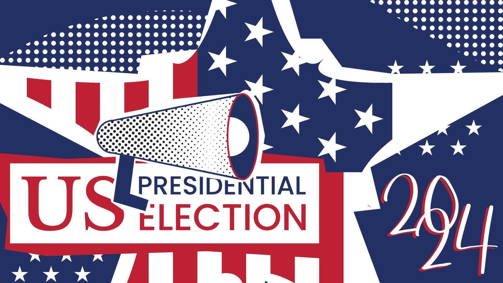 US Presidential Election 2024 background. American Election Banner with USA Flag. Vintage Poster of United States of America Election. vector
