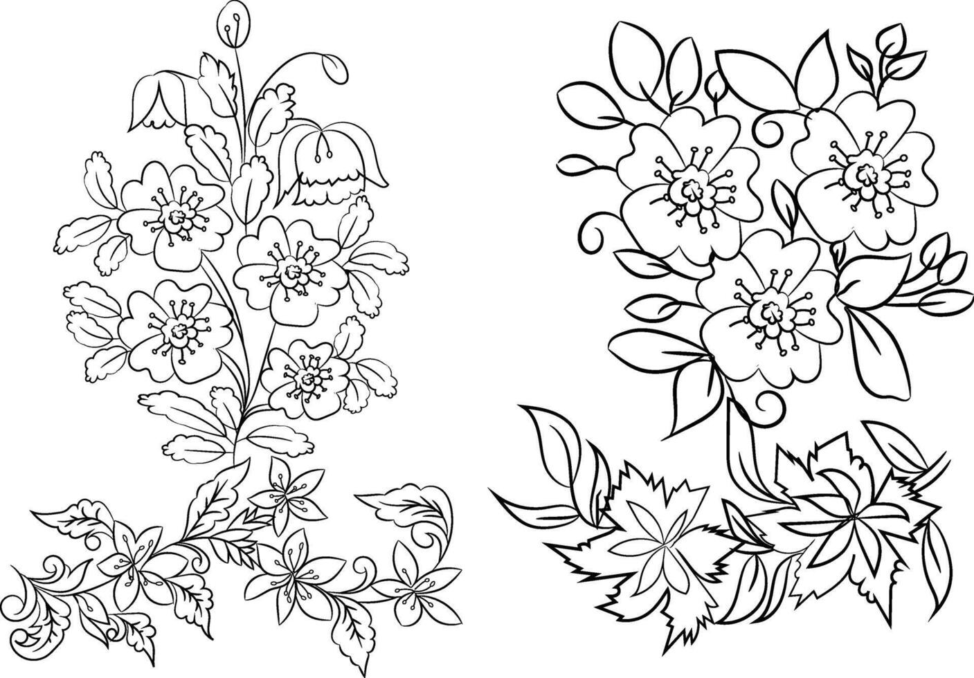 Hand-drawn simple blooming apple tree flower outline vector