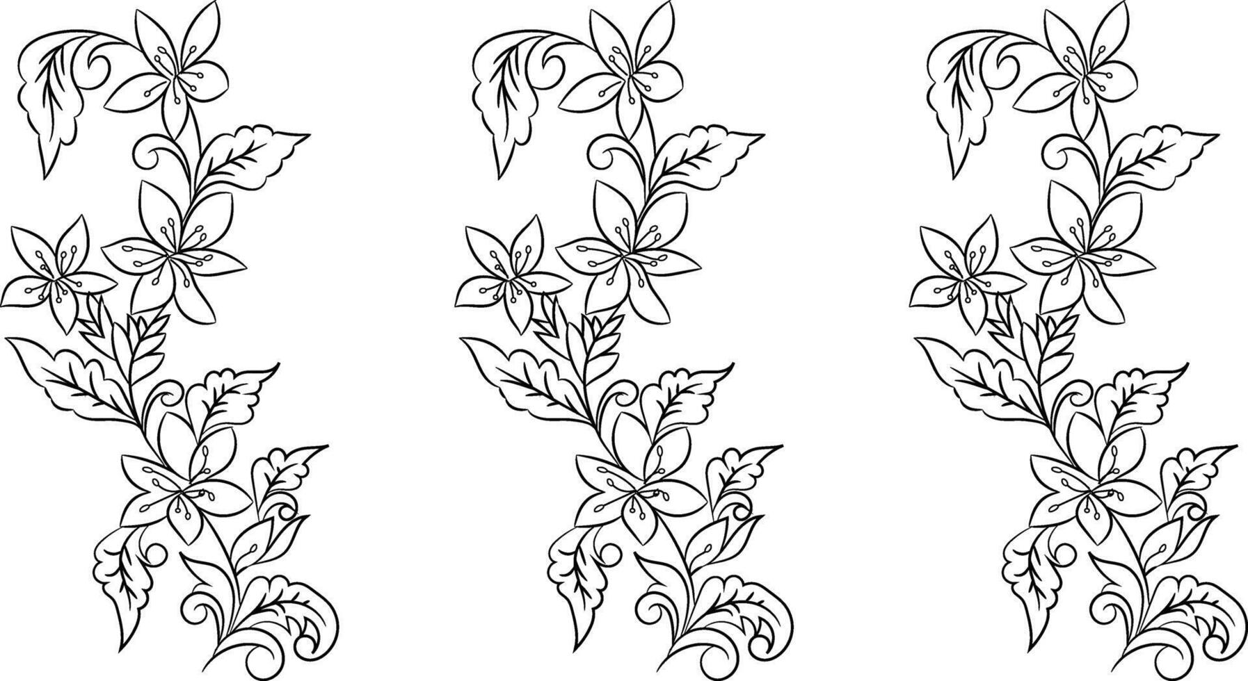Hand-drawn simple blooming apple tree flower outline vector