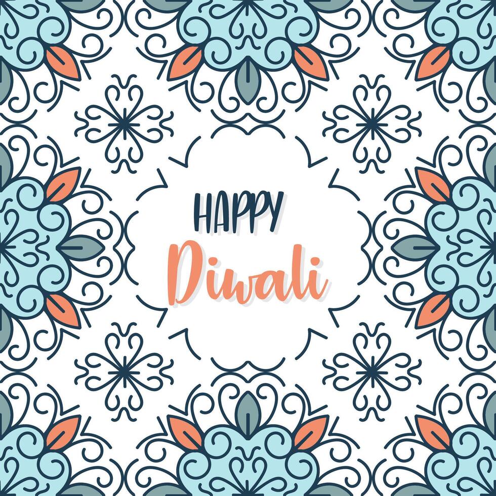 Diwali Festival Background Round Floral Ornament - Diwali Background Template with Floral Ornet. vector