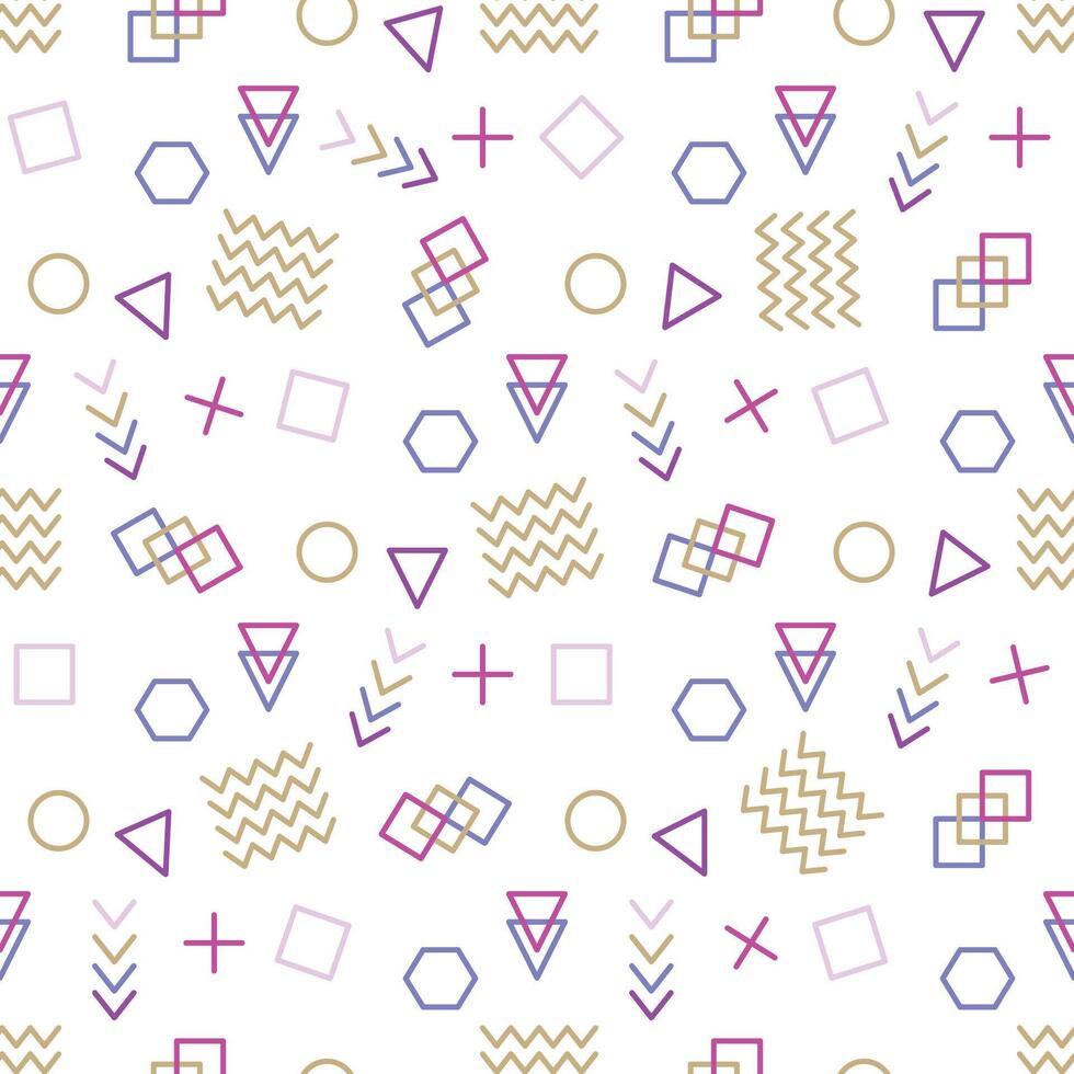 Memphis style with geometric pattern, illustration with geometric figures. Trendy seamless pattern. vector