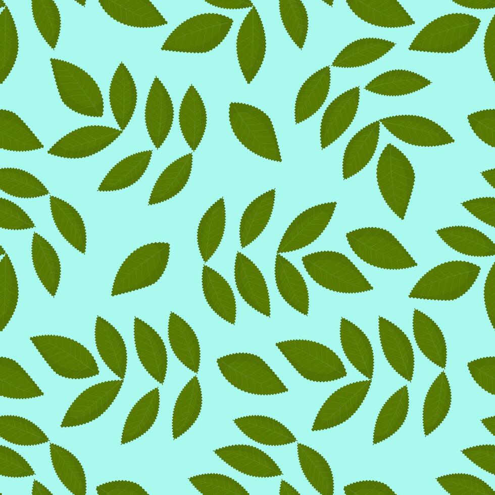 Seamless pattern green leaves. Flat template. vector