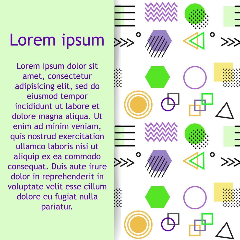 Memphis style with geometric pattern, illustration with geometric figures. Trendy seamless pattern. vector