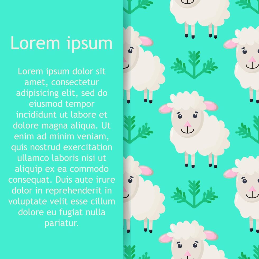 Sheep. Seamless pattern. illustration. Cartoon sheep background. Fabric print. vector