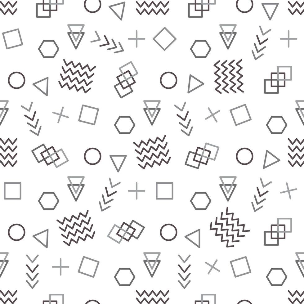 Memphis style with geometric pattern, illustration with geometric figures. Trendy seamless pattern. vector