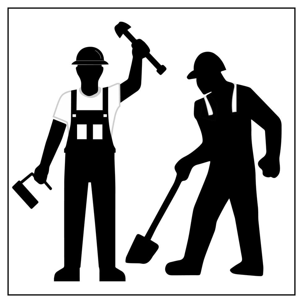 Flat labour character silhouette for international workers day vector