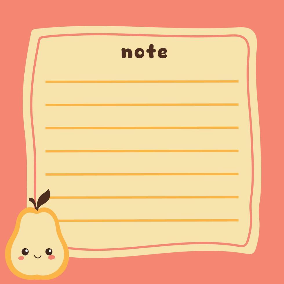Cute Fruit Memo Note Design Template vector