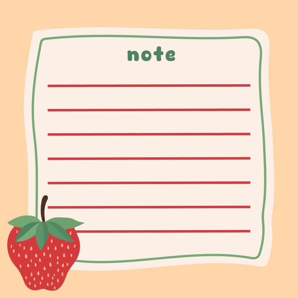 Cute Fruit Memo Note Design Template vector