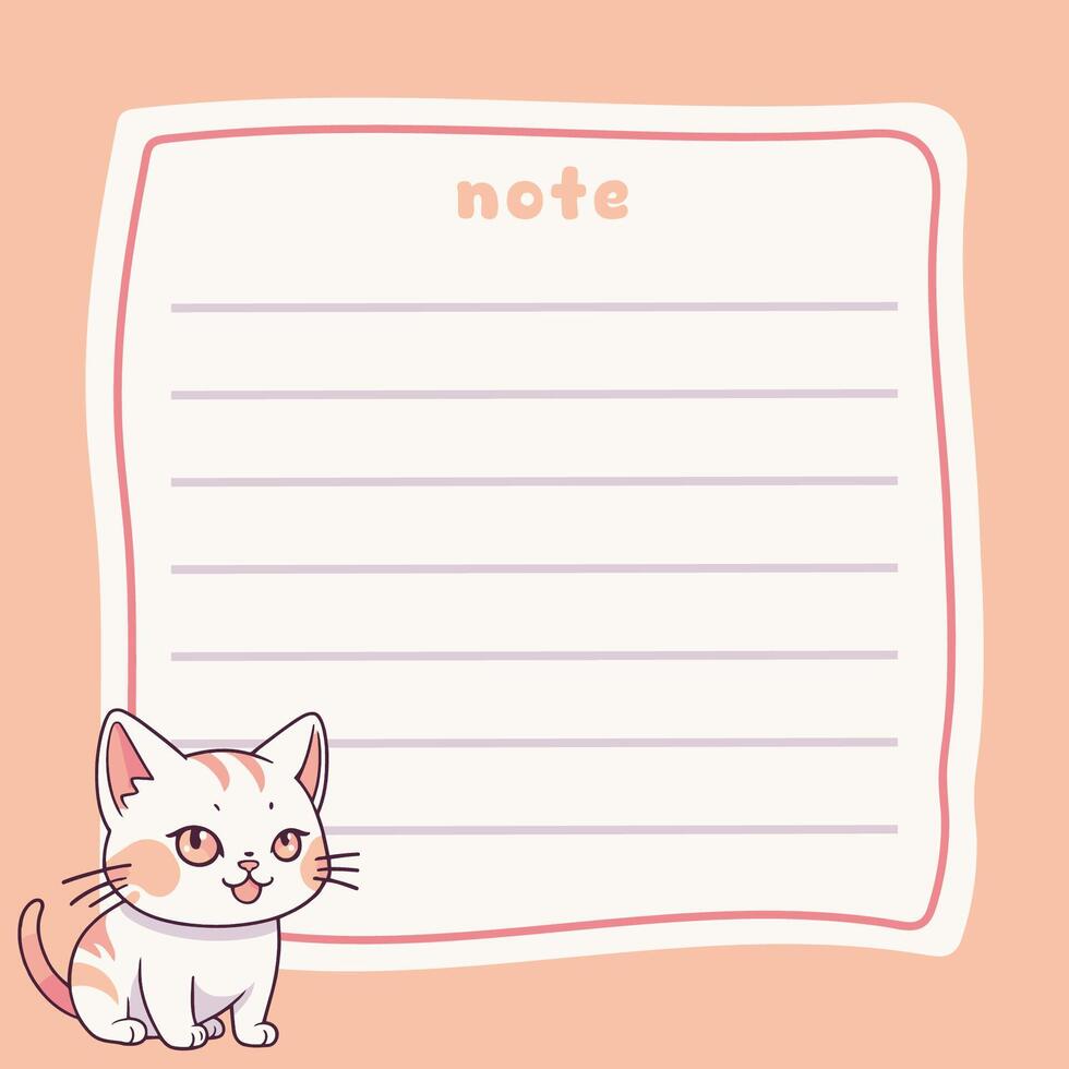 Cute Cat Memo Note Design Template vector