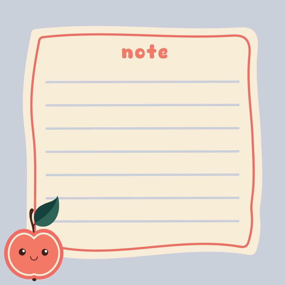 Cute Fruit Memo Note Design Template vector
