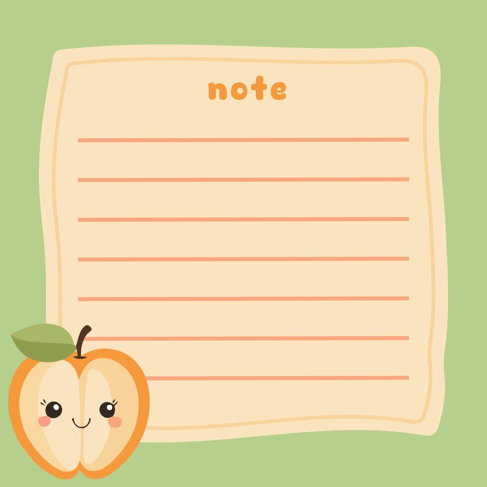 Cute Fruit Memo Note Design Template vector