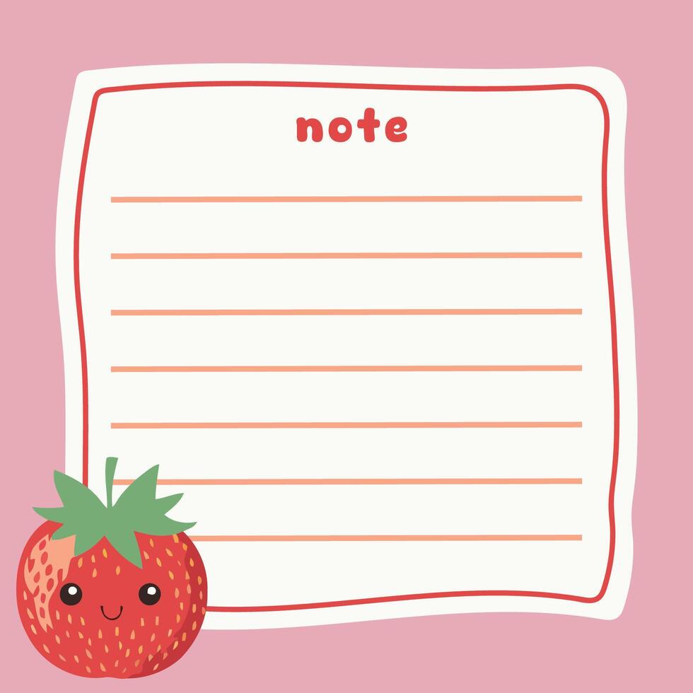 Cute Fruit Memo Note Design Template vector