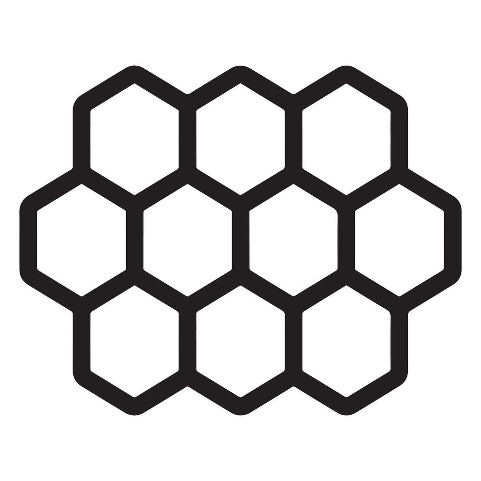 Bee Clipart - honey comb outline illustration in black and white vector