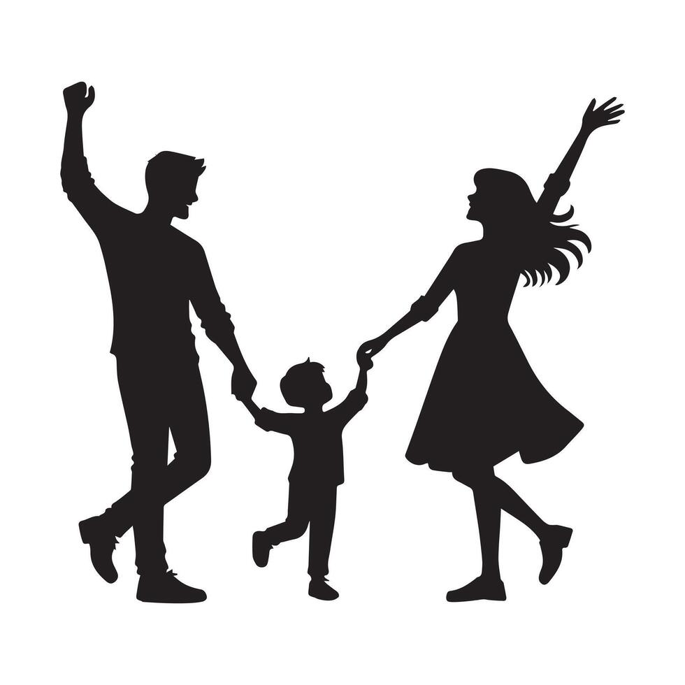 Happy Family Silhouette - Family Clipart - A Happy family illustration vector