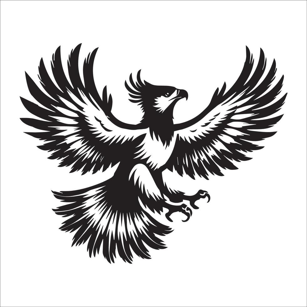 Harpy Eagle Bird Logo - A Harpy Eagle flying with wings illustration in black and white vector
