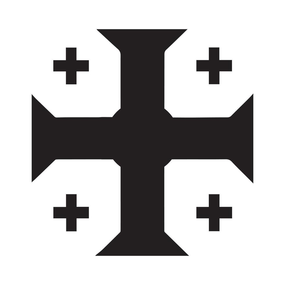 Christian Clipart - Jerusalem holy Cross illustration in black and white vector