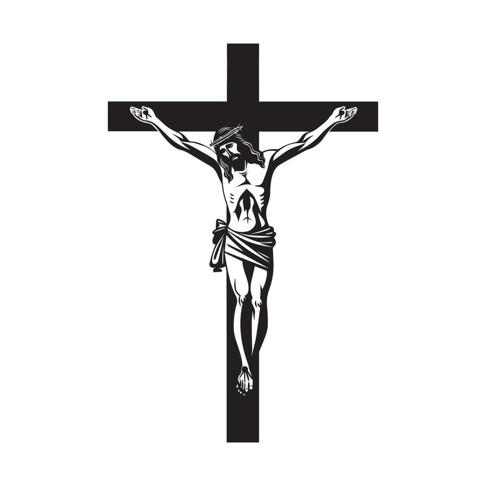 Christian Clipart - Jesus Cross illustration in black and white vector