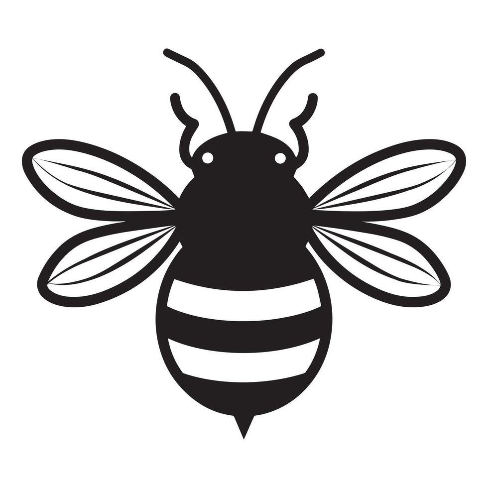 Bee Clipart - bee silhouette illustration in black and white vector
