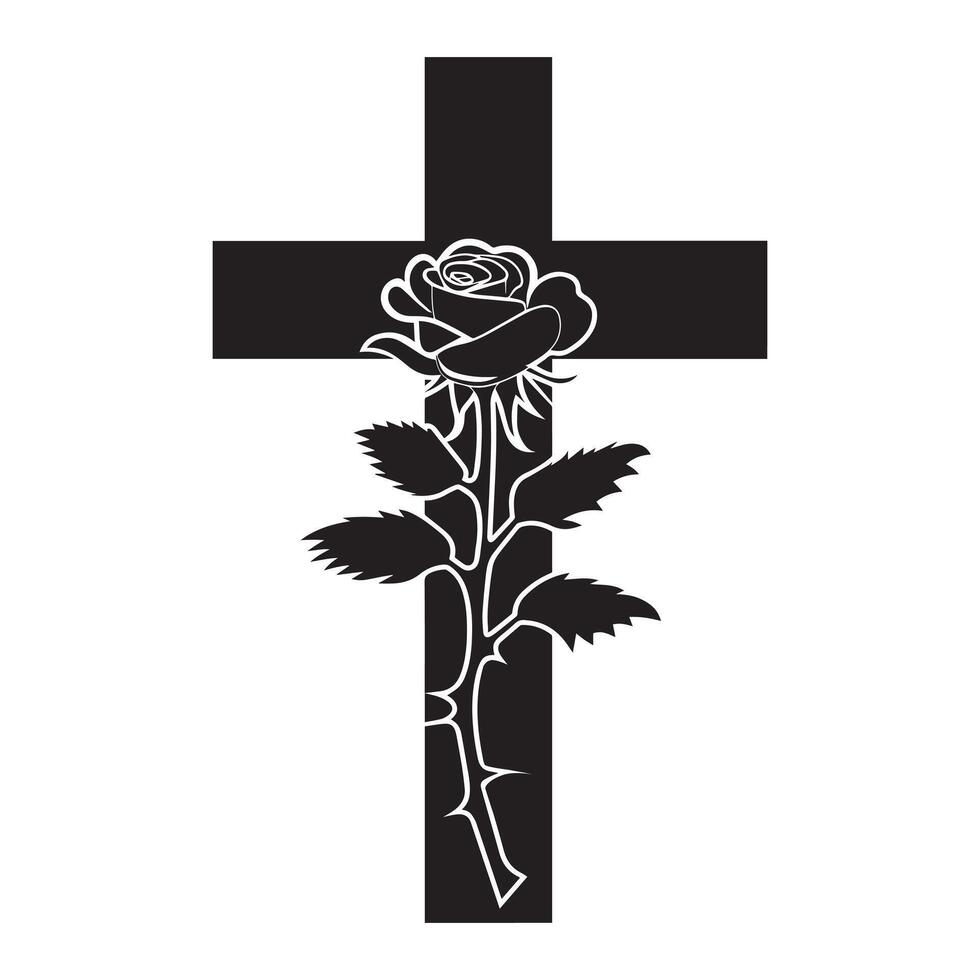 Christian Clipart Logo - Lutheran Cross illustration in black and white vector