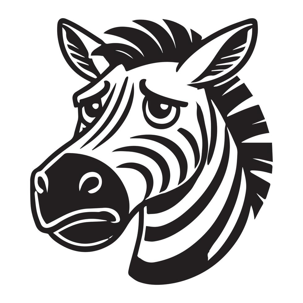 Zebra Face Logo - Zebra Clipart - Zebra illustration in black and white vector