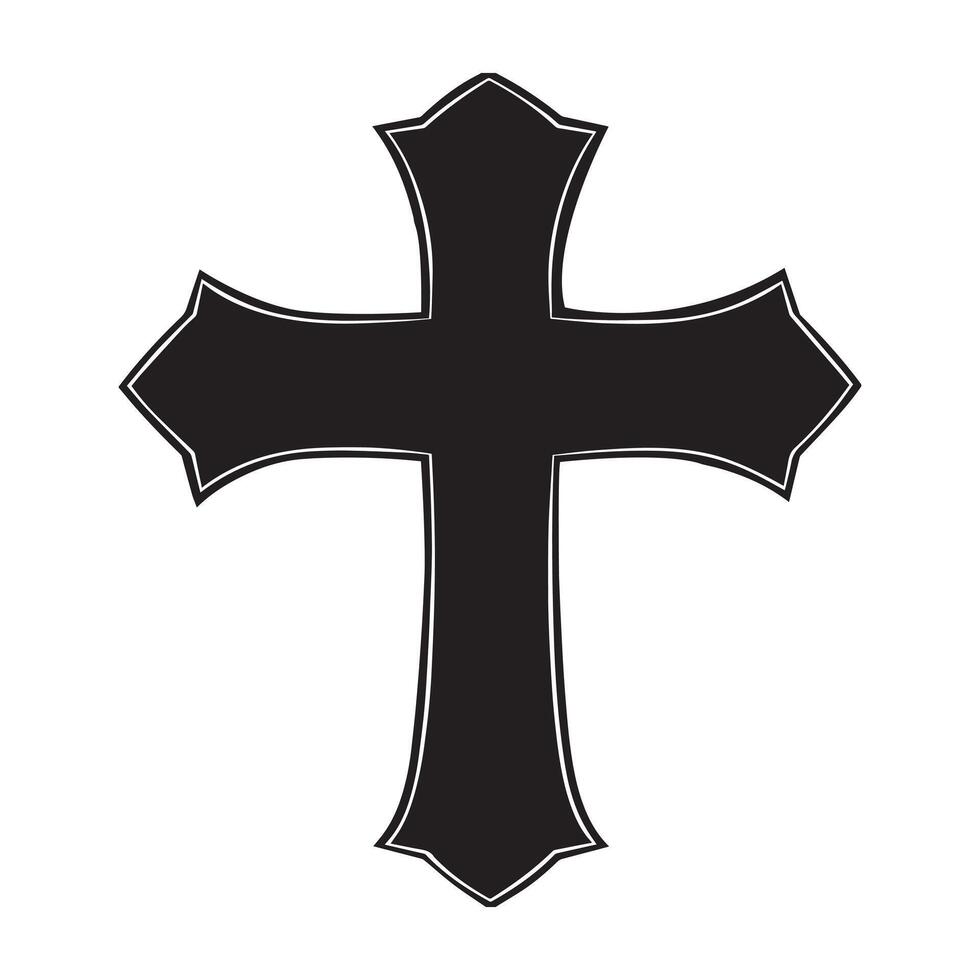 Christian Clipart Logo - Christianity symbol illustration in black and white vector