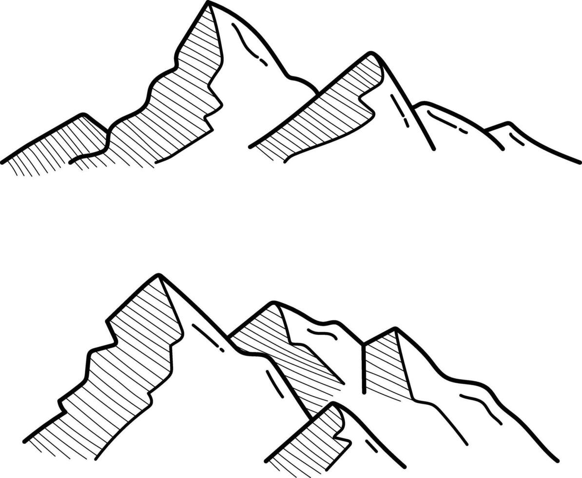 hand drawn illustration of a mountain, sketch illustration, minimalistic, grayscale vector