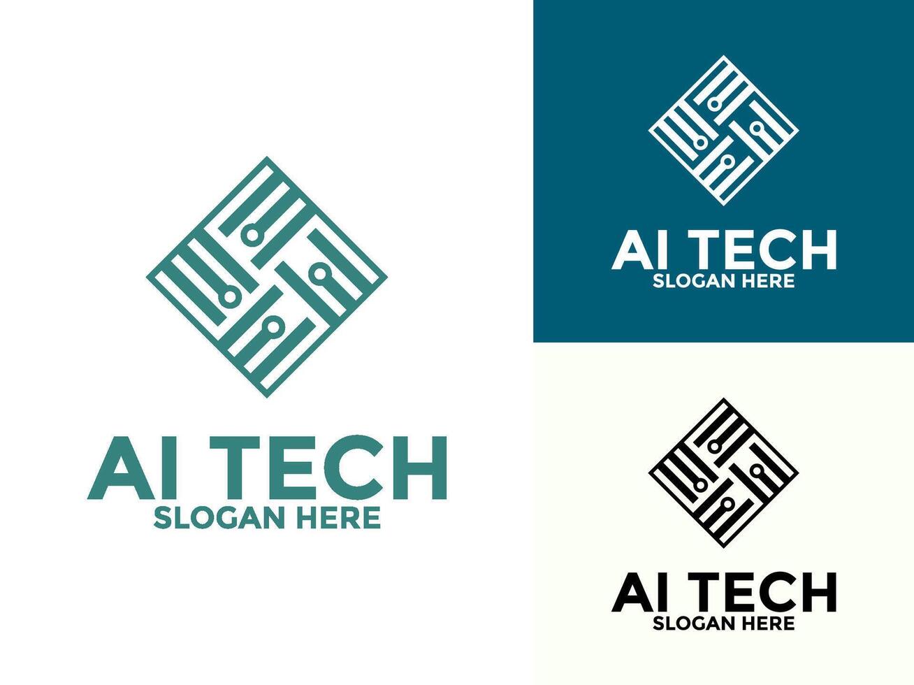Abstract Technology Analysis logo design concept. Artificial intelligence technology logotype symbol vector
