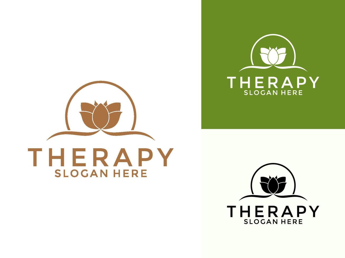 Organic Lotus Flower Logo Design, Spa therapy logo template vector