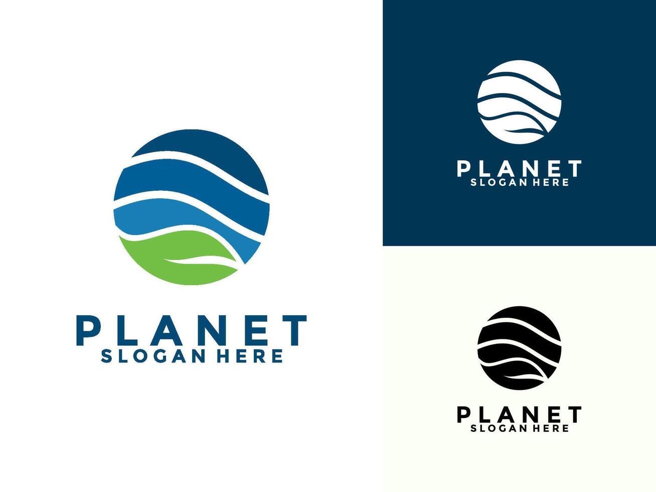 Creative planet with leaf logo design with modern concept, Care Earth logo illustration vector
