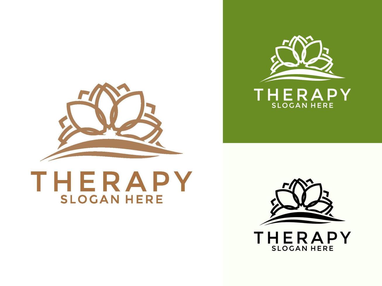 Organic Lotus Flower with wave Logo Design, Spa therapy logo template vector