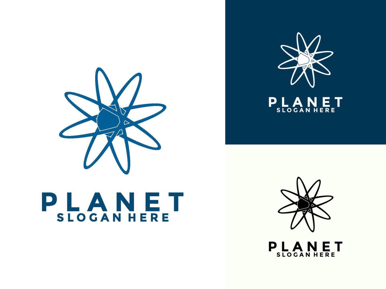 Creative planet logo design with modern concept, galaxy logo icon illustration vector